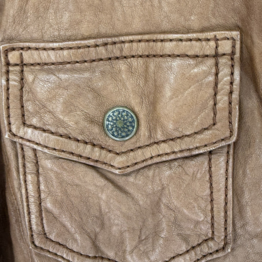 Lucky Brand Vintage Inspired Cognac Leather Jacket Women’s Medium - Picture 4 of 10